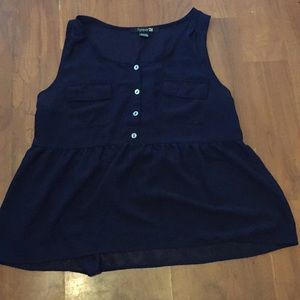 Forever 21 Navy Blue Sheer Blouse